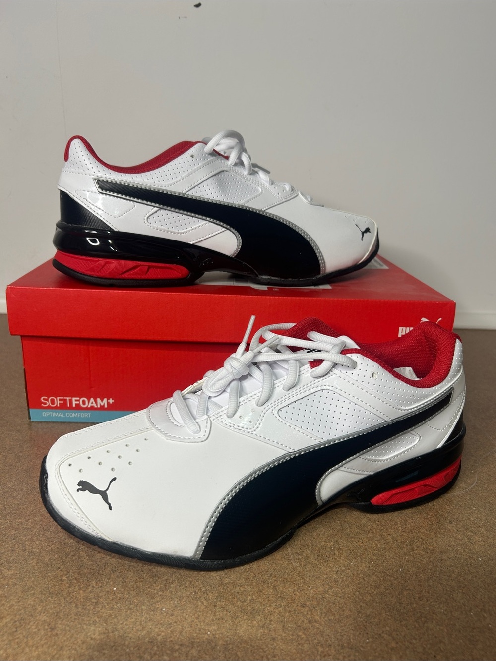 Puma White, Black & Red Men's Athletic Sneakers